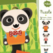 Puzzle lemn straturi familia panda Djeco