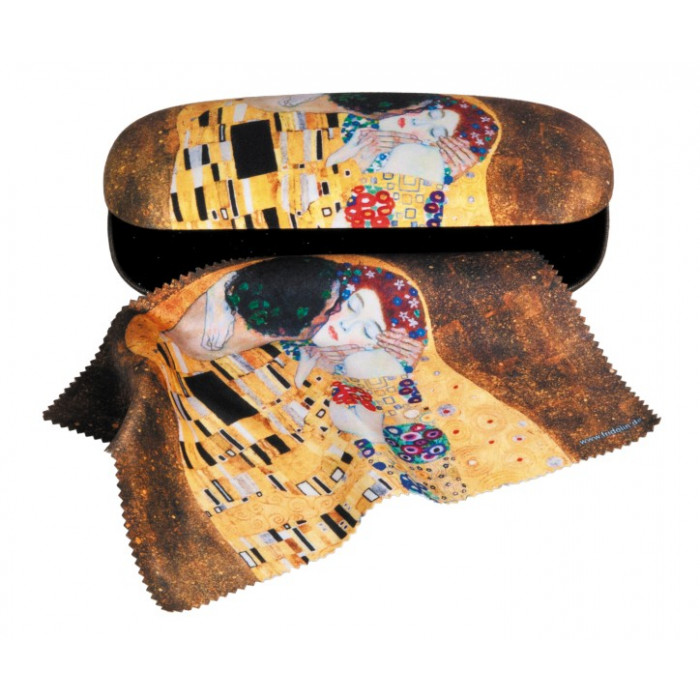 Etui ochelari cu textil si protectie Klimt Sarutul Fridolin