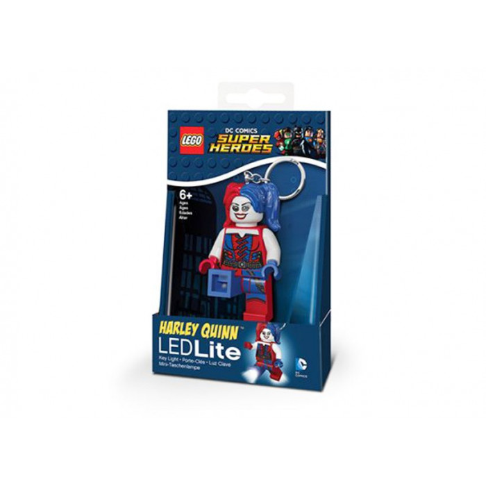 Breloc cu lanterna Lego Harley Quinn rosu albastru
