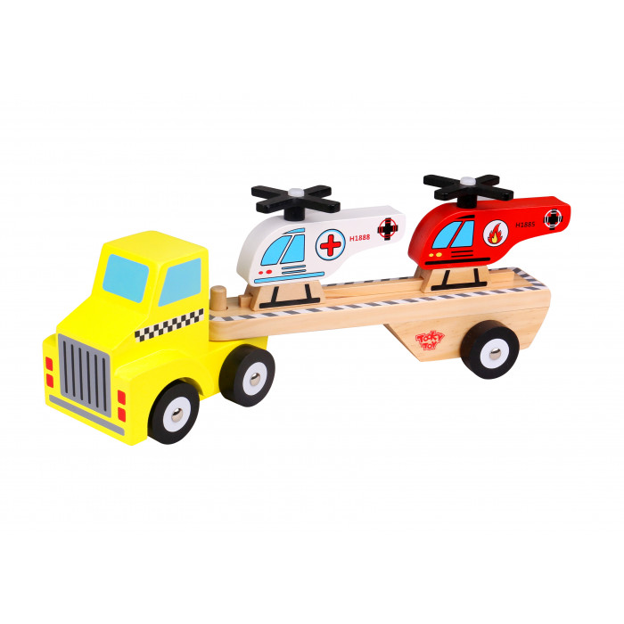 Camion si elicoptere din lemn Tooky Toy