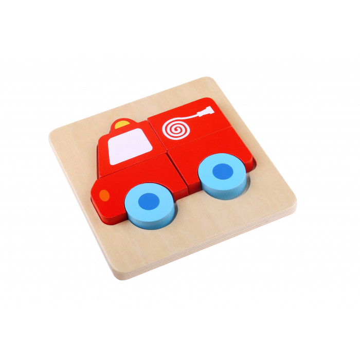 Mini Puzzle lemn masina de pompieri Tooky Toy