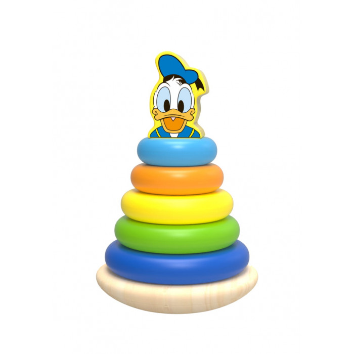 Piramida de stivuit inele colorate din lemn si Donald, Disney