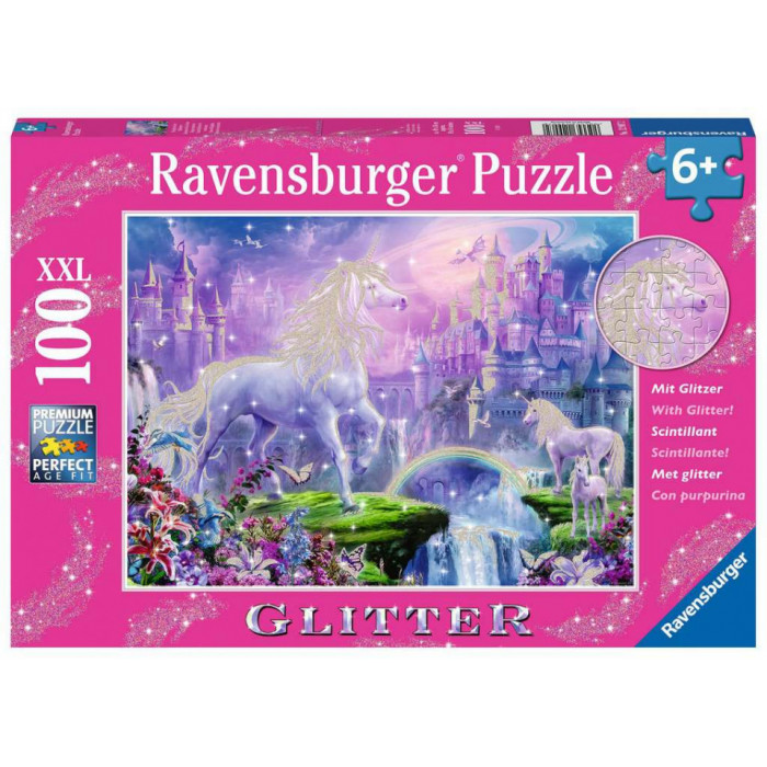 Puzzle unicorn cu sclipici 100 piese Ravensburger