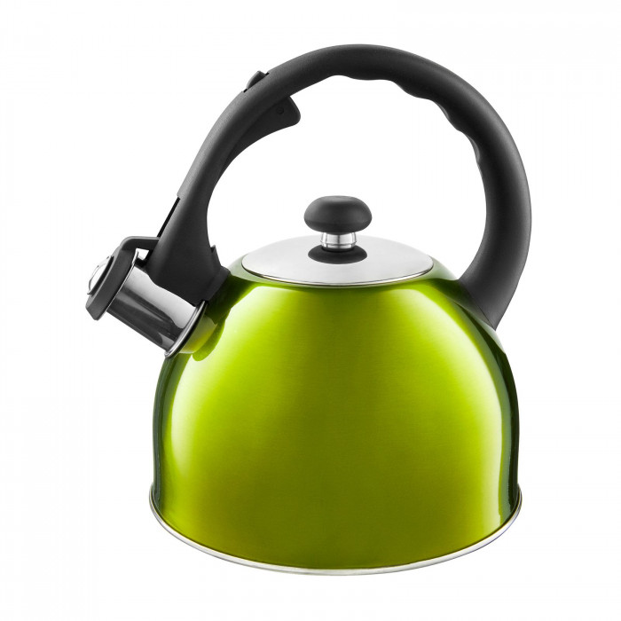 Ceainic din inox cu fluier Bennet, capacitate 2 litri, verde, inductie