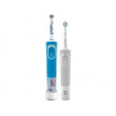 Set 2 periute electrice de dinti Oral-B Kids Frozen II pentru copii + D100 Vitality pentru adulti, 7600 oscilatii/min, Curatare 2D, 2 programe, 2 capate, 4 stickere incluse, albastru/gri