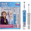 Set 2 periute electrice de dinti Oral-B Kids Frozen II pentru copii + D100 Vitality pentru adulti, 7600 oscilatii/min, Curatare 2D, 2 programe, 2 capate, 4 stickere incluse, albastru/gri