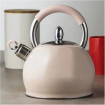 Ceainic din inox cu fluier Creamy, capacitate 2.3 litri, crem, inductie