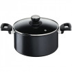 Cratita cu capac TEFAL Unlimited G2554672, Thermo-Signal, Thermo-Fusion, invelis antiaderent din titan,5.2l, 24cm, aluminiu, negru