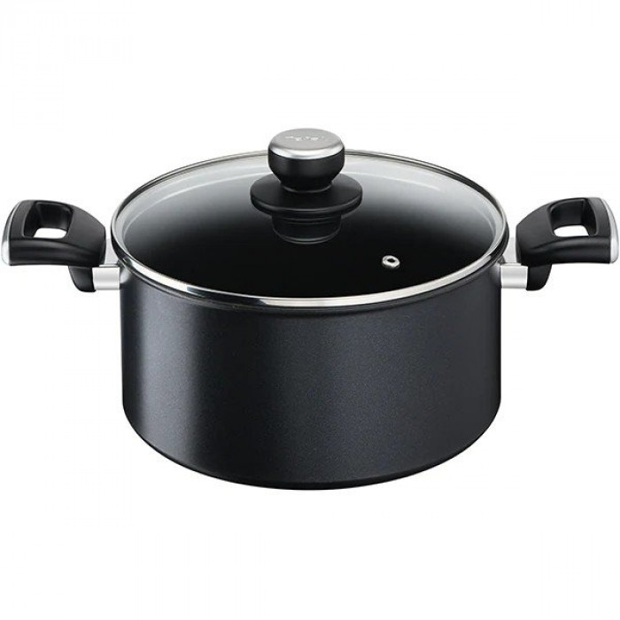 Cratita cu capac TEFAL Unlimited G2554672, Thermo-Signal, Thermo-Fusion, invelis antiaderent din titan,5.2l, 24cm, aluminiu, negru