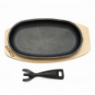 Platou servire oval cu suport din lemn Heinner, maner detasabil, fonta, inductie