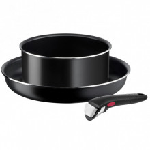 Set vase Tefal Ingenio Easy Cook & Clean L1539243, 3 piese, 20-28cm, aluminiu, negru Set vase Tefal Ingenio Easy Cook & Clean L1539243, 3 piese, 20-28cm, aluminiu, negru