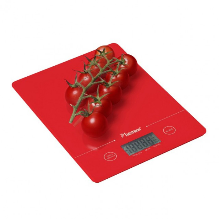 Cantar digital de bucatarie Bestron, capacitate 5 kg, rosu