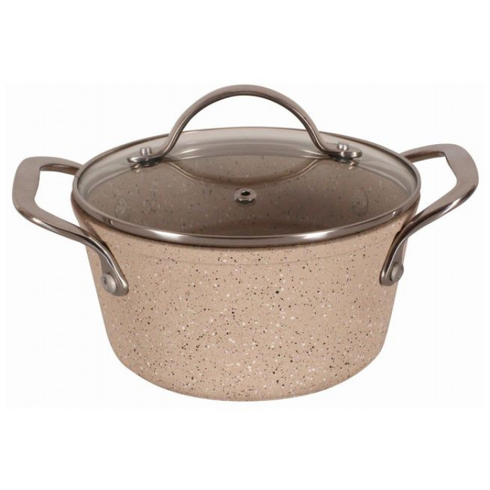 Oala cu capac sticla cu invelis stone effect 16cm Stone