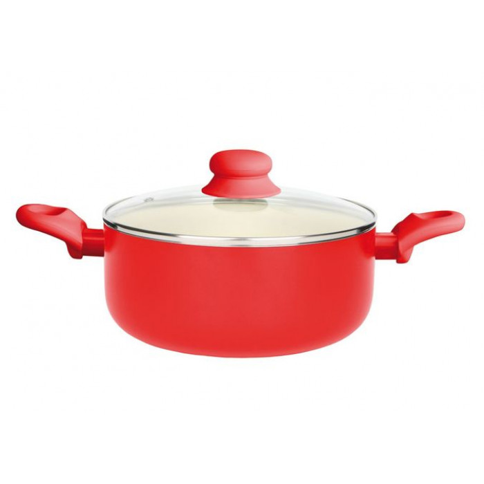 Oala cu invelis ceramic 24cm rosu Fusion Fresh