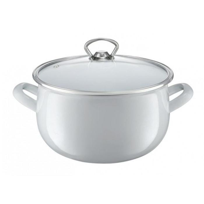 Oala email cu capac 20 cm, 4.2L gri Garden