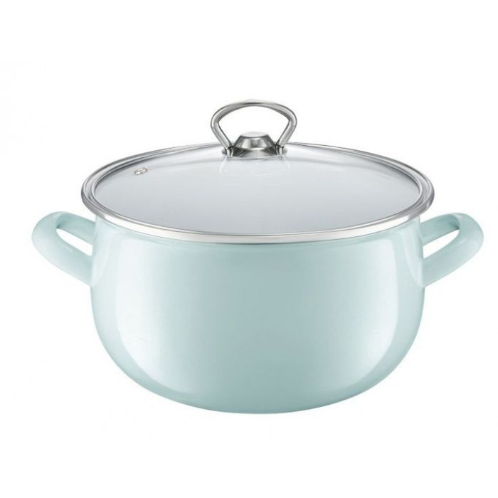 Oala Email cu capac 20 cm, 4.2L Menta Garden