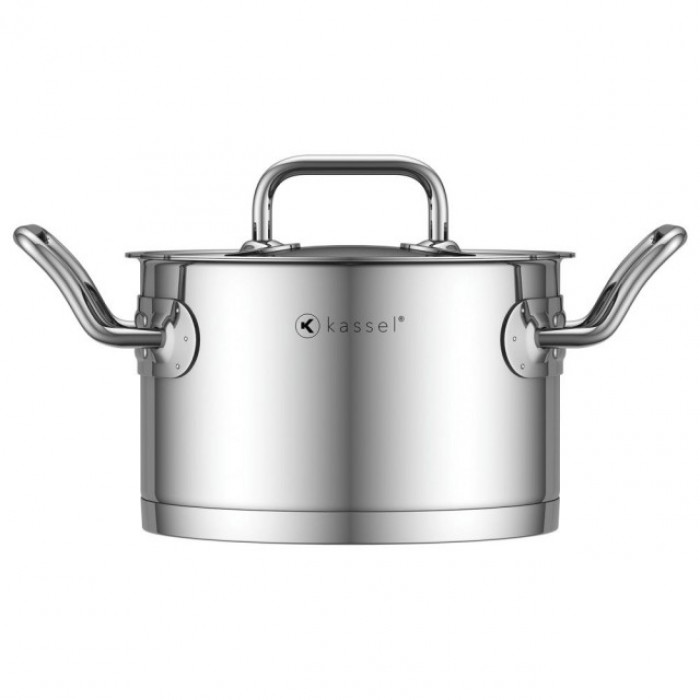 Oala inox Kassel, diametru 18 cm, capacitate 2.7 litri, capac, inductie, seria Pro Chef