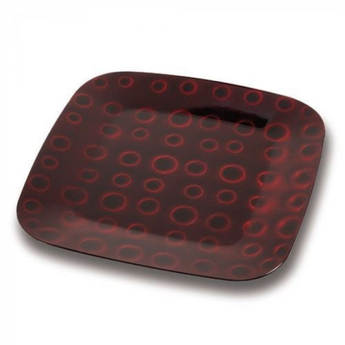 Platou decorativ Nava, diametru 32 cm, rosu inchis