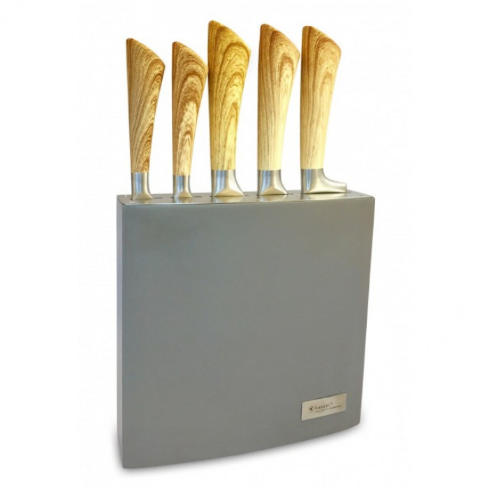 Set cutite cu lama inox si suport din lemn Kassel, 6 piese