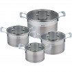 Set de oale din inox KingHoff KH-1202, 8 piese, inductie, capac, incalzire rapida