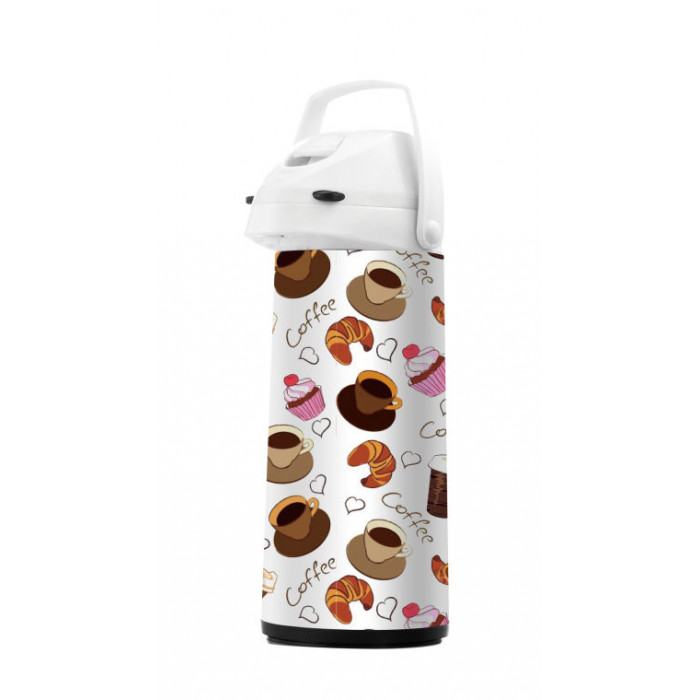 Termos cu pompa, model cesti cafea, capacitate 1.9 litri, maner pentru transport