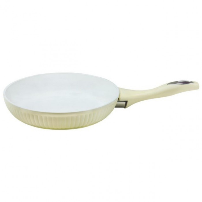 Tigaie cu interior ceramic KingHoff, diametru 24 cm, inductie (Culoare: crem)