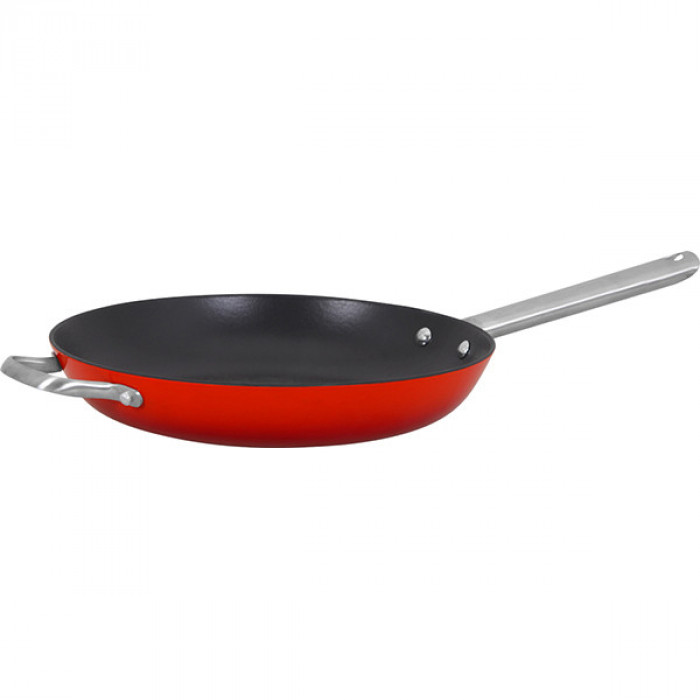 Tigaie din fonta, diametru 30 cm, manere inox, rosu, inductie