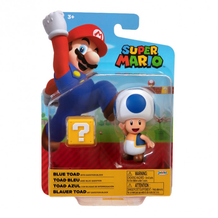 FIGURINA MARIO NINTENDO 10 CM BLUE TOAD QUESTION BLOCK