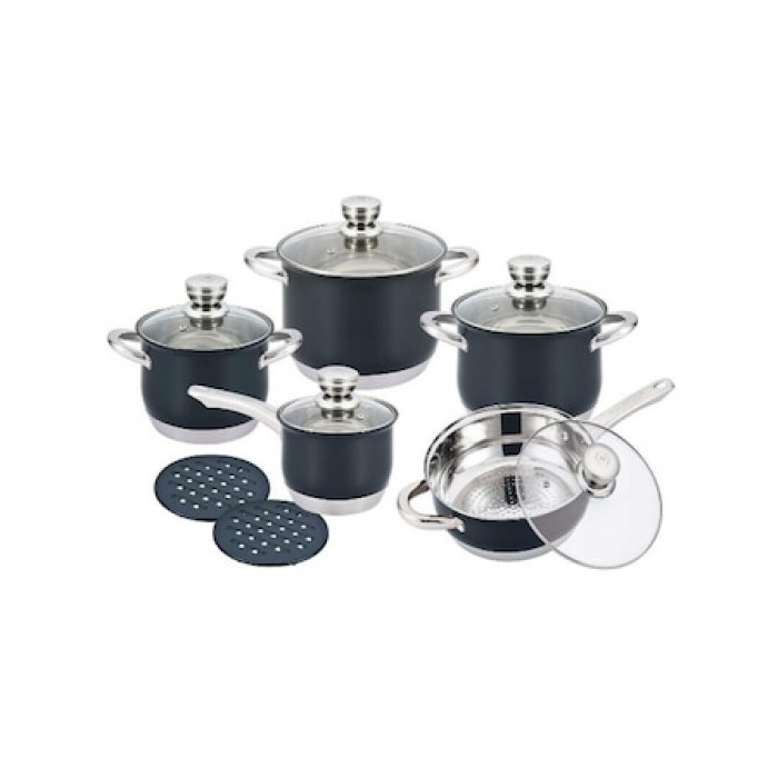 Set 12 Piese Inox 9 Straturi Inductie – Herenthal Belgium – Negru