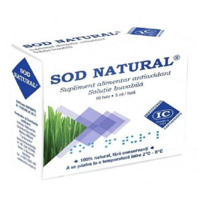 Sod natural , Institutul Cantacuzino , extract orz verde, unic in lume,  pachet cu 6 cutii ,o cutie are 10 fiole