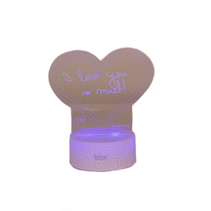 Lampa decorativa 3D halber, Inimioara, Alb