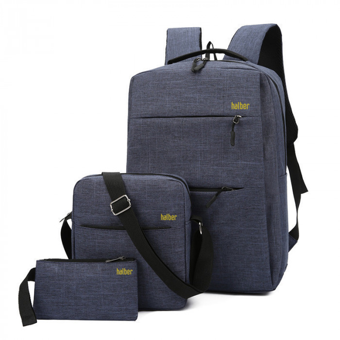 Set Rucsac Laptop, Geanta, si Portofel halber Trinity RS03, 15.6", Bluemarin