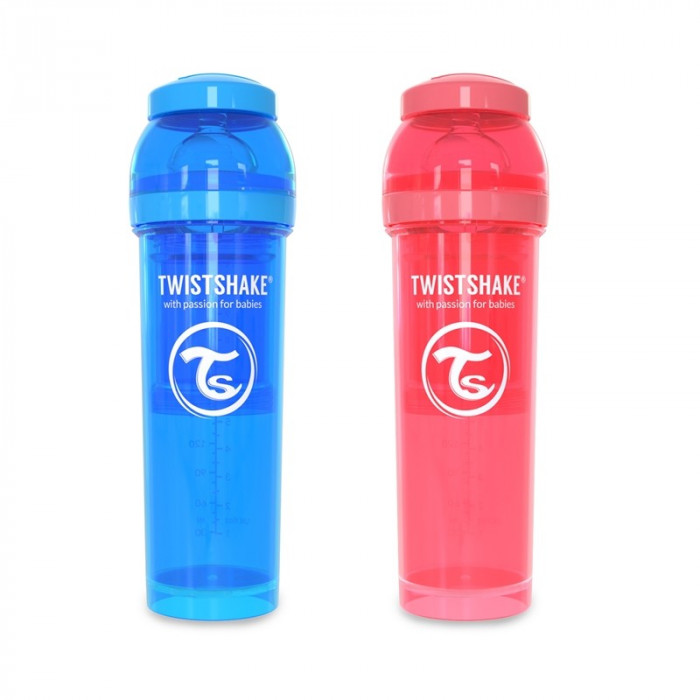 Biberon anticolici cu recipient lapte praf Twistshake, 330 ml
