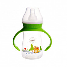 Biberon "Ursul pacalit de vulpe" cu manere 125 ml Minut Baby 0+ Biberon "Ursul pacalit de vulpe" cu manere 125 ml Minut Baby 0+
