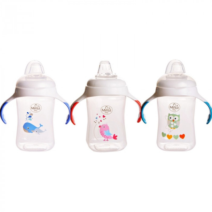 Cana cu manere si cioc de silicon Minut Baby, 300 ml, 6+