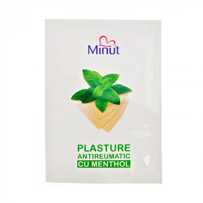 Plasturi antireumatici menthol Minut 6cm X 10cm, 24 buc