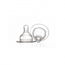 Set 2 tetine Minut Baby silicon  gat larg, 0+,3+,6+,6+ lichide groase