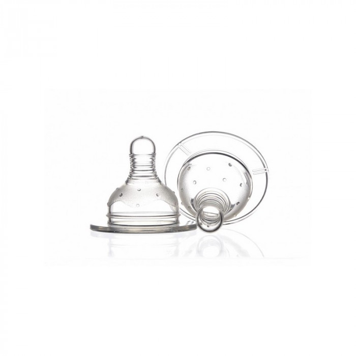 Set 2 tetine Minut Baby silicon  gat larg, 0+,3+,6+,6+ lichide groase