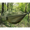 Hamac turistic din nylon cu plasa de tantari, culoare verde, dimensiuni 260 cm x 140 cm