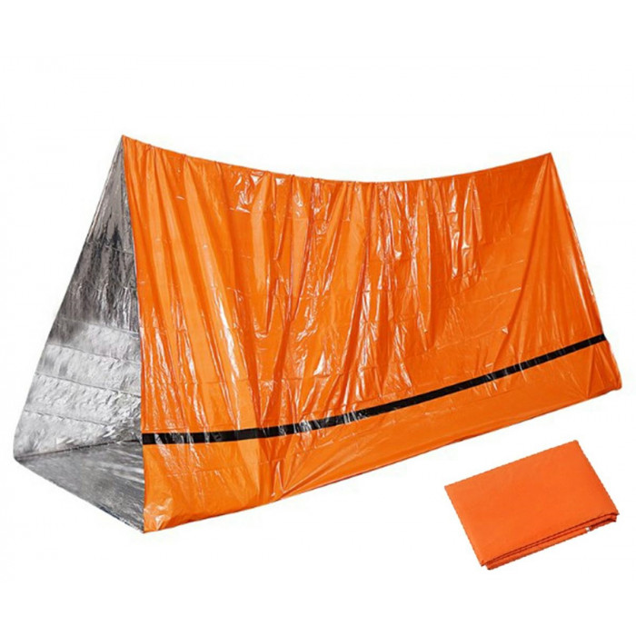 Cort de salvare pliabil, termic (NRC) pentru turism, alpinism, dimensiune 210 x 90 cm