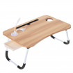 Masa pentru Laptop plianta din MDF, dimensiune 60 x 39,5 cm, cu USB, sertar, lampa si ventilator