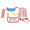 Set de gradina 3in1 pentru copii, Leagan + Cos de Baschet + Minge, cadru metalic, culoare Rosu