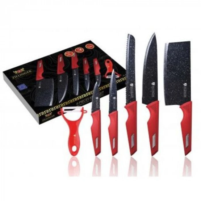 Coucke＆Libeco 5枚セット Set cutite Zillinger 6 piese, 5 cutite si decojitor, cu invelis