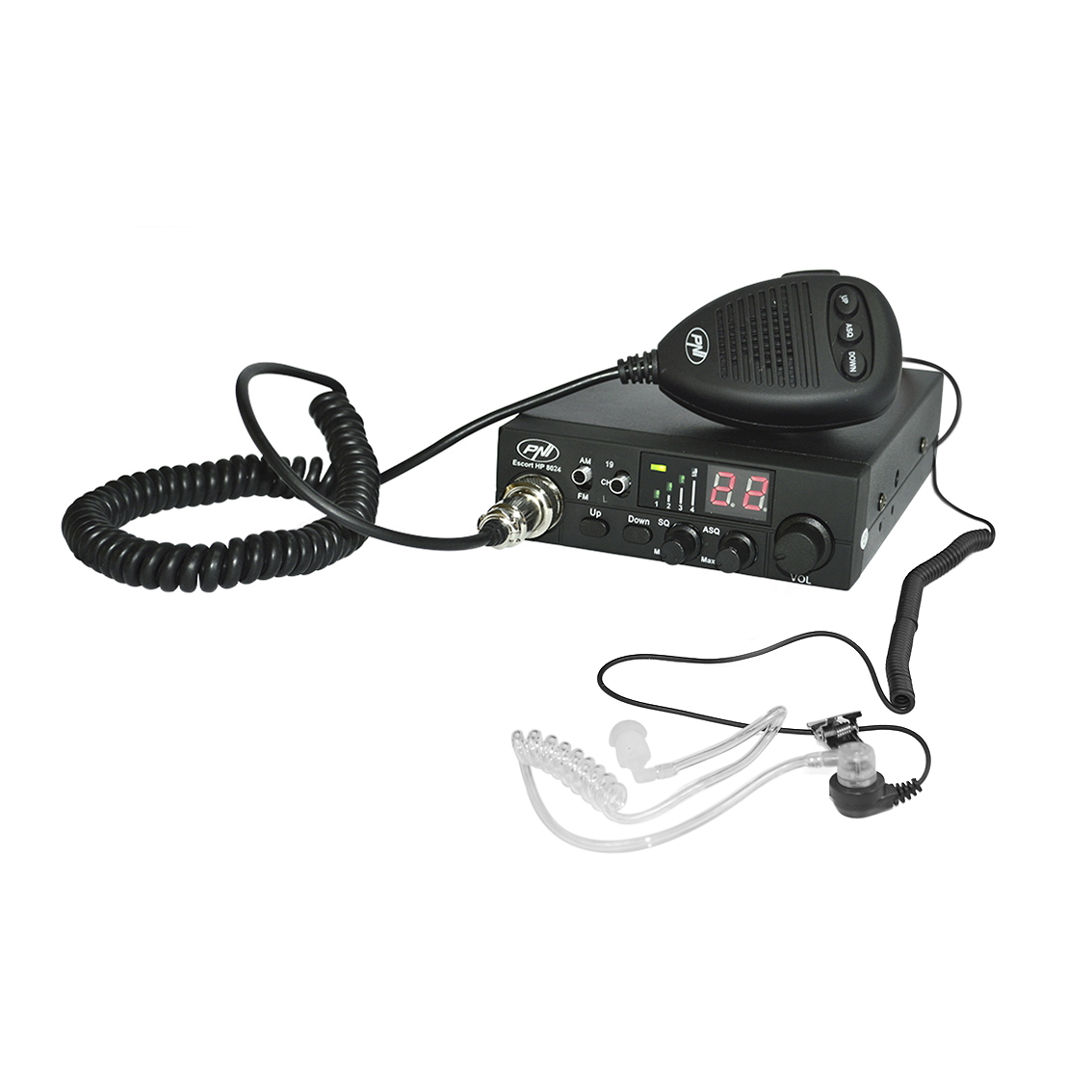 Statie radio cb pni escort hp 8024 asq alimentare 12v-24v + casca pni hf11 cu 1 pin