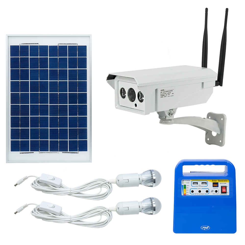Camera supraveghere video pni ip30 4g + kit solar fotovoltaic pni greenhouse h01