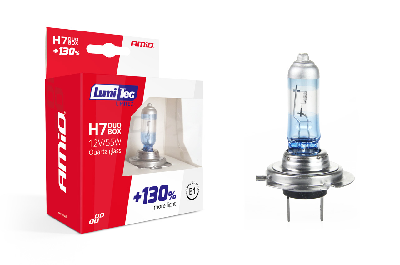 Set 2 becuri cu halogen H7 12V 55W LumiTec LIMITED + 130% DUO BOX