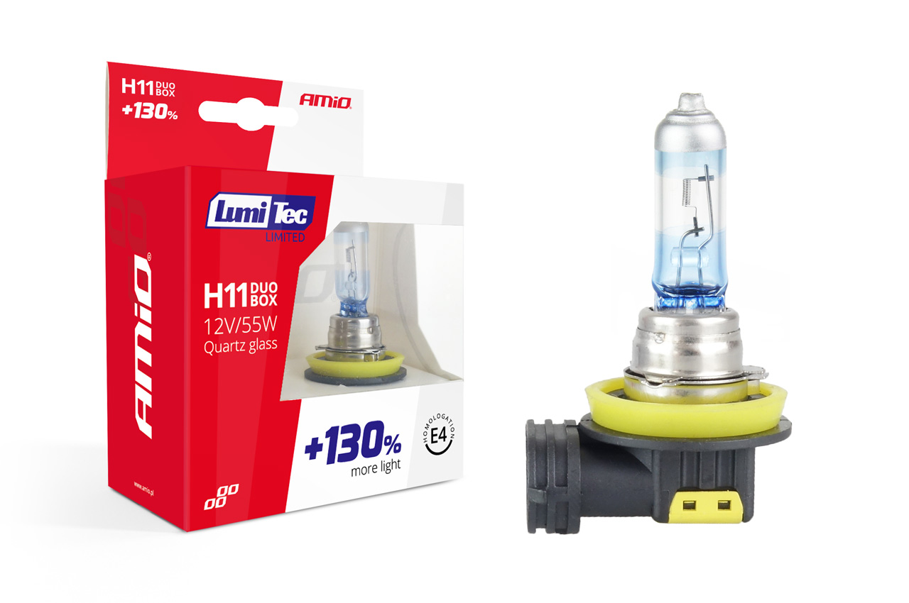 Set 2 becuri cu halogen H11 12V 55W LumiTec LIMITED + 130% DUO BOX