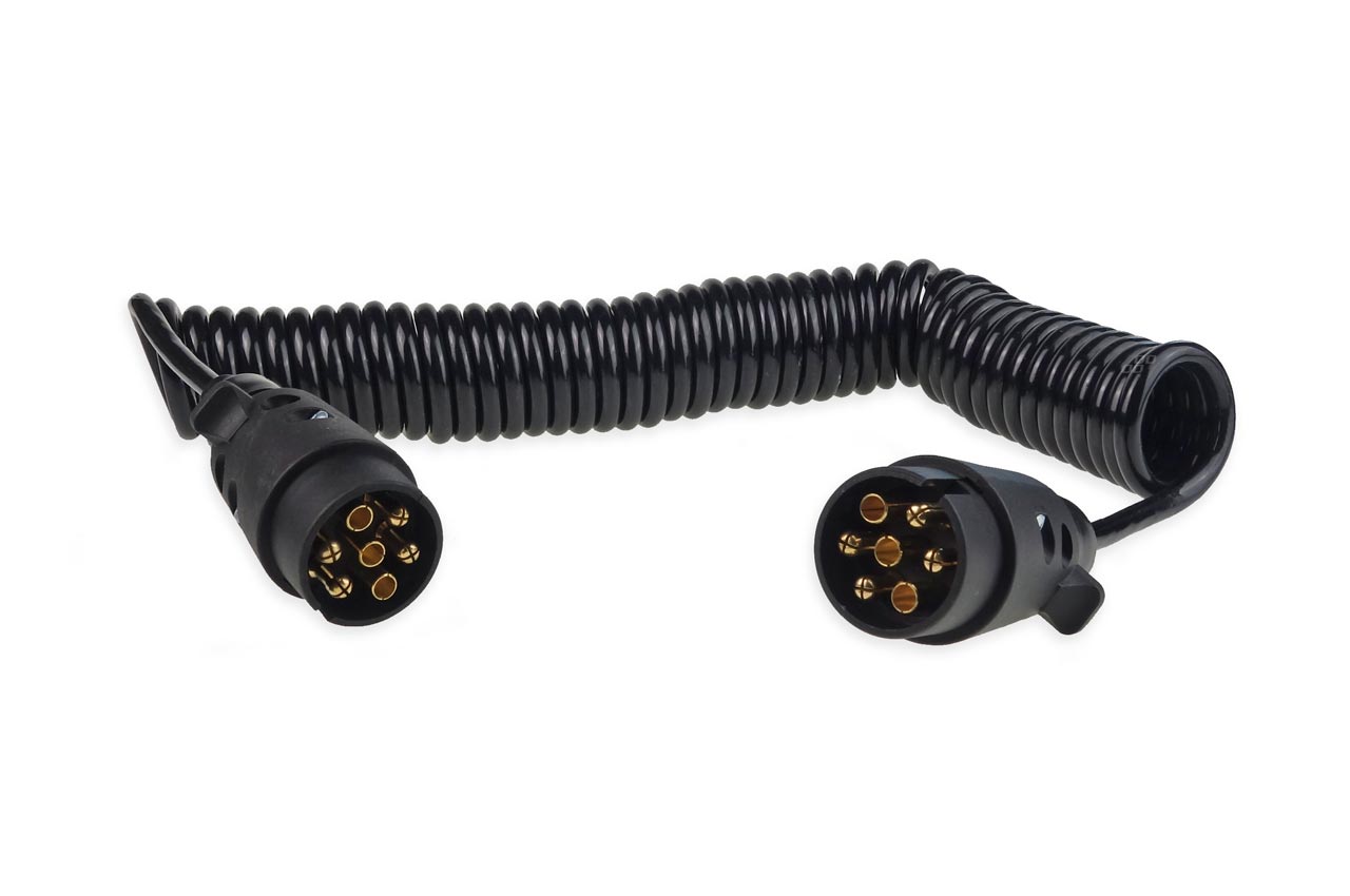 Cablu electric pentru remorca spiralat cu prize 7pin 12v 6m