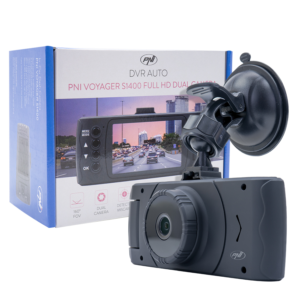 Camera auto dvr dual pni voyager s1400 full hd 1080p cu display 2.7 inch dual camera