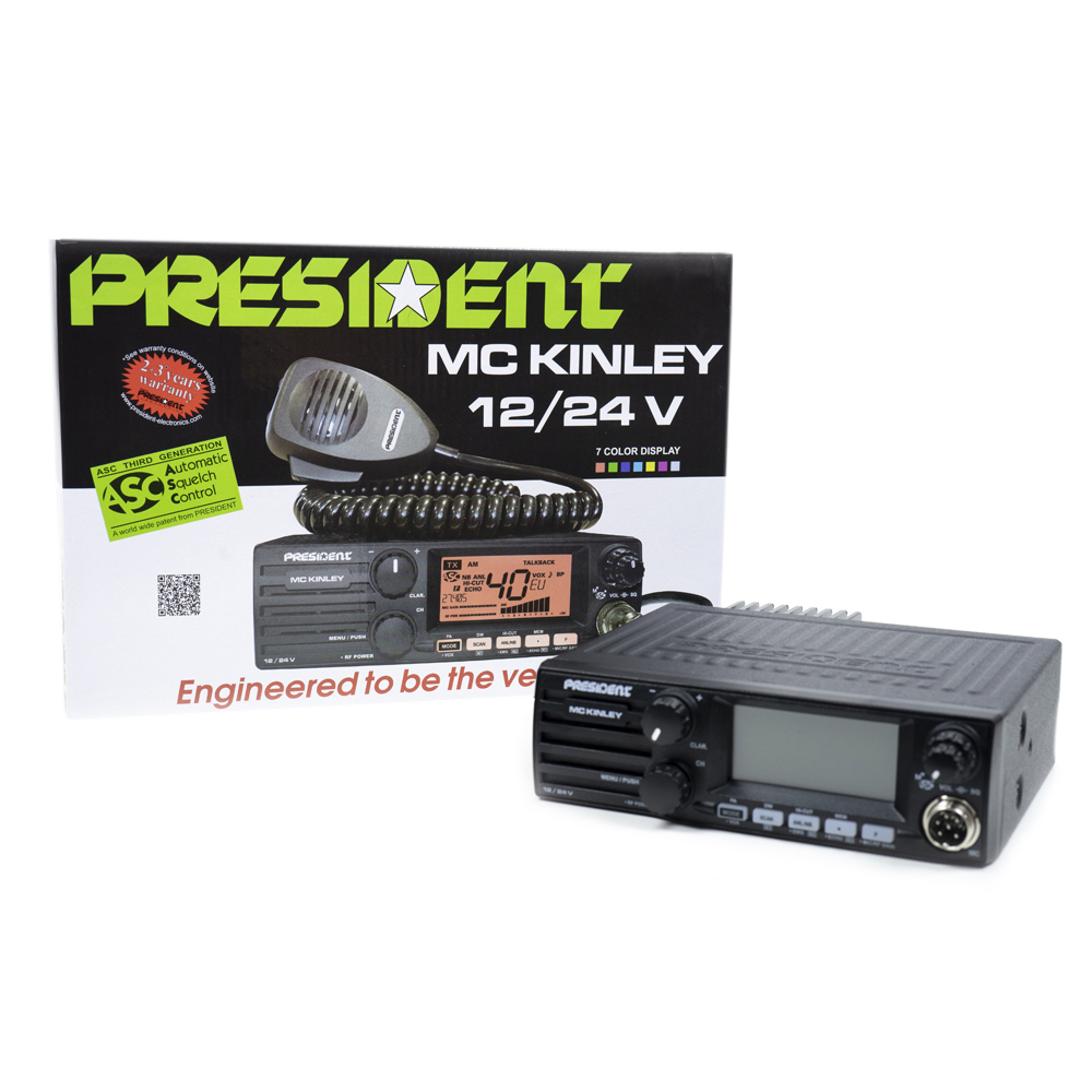Statie radio cb president mc kinley asc am-fm-lsb-usb 40ch anl nb hi-cut 12/24